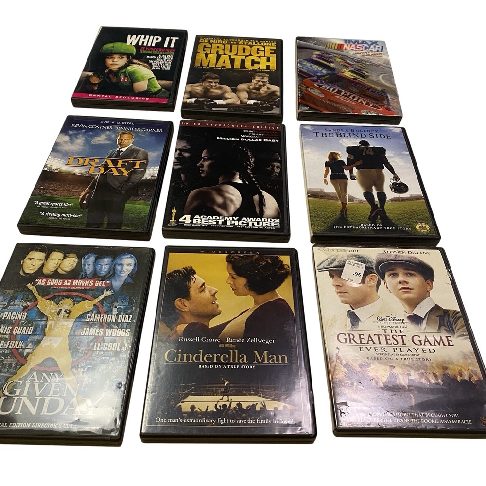 Lot of 9 Sports Themed Movies DVDs DVD Draft Day The Blind Side Grudge Match Etc